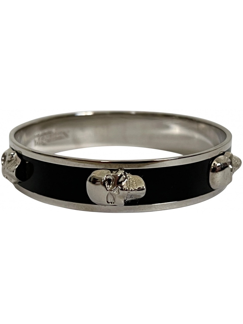 Alexander McQueen Black and Silver Skull Accent Bangle